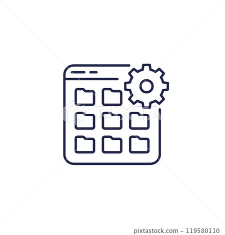 file management line icon with folders file management line icon with folders 119580110