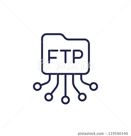 FTP line icon with file folder 119580140