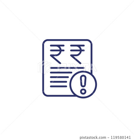 Invoice payment error line icon on white 119580141