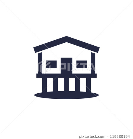 Stilt house icon, a cabin on stilts vector 119580194
