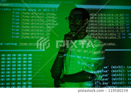 Reflecting in Front of Data Projection Screen 119580239