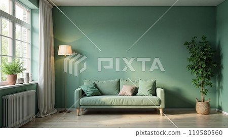 Living room green sunlight window plants 119580560