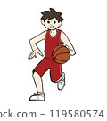 Dribbling basketball boy 119580574