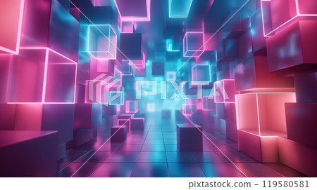 Futuristic glow neon abstract tech background. Generative AI 119580581