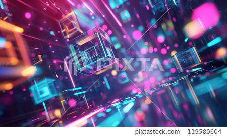 Futuristic glow neon abstract tech background. Generative AI 119580604