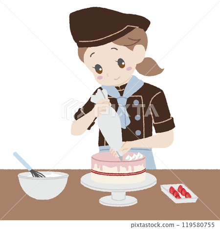 手繪風格女糕點師 119580755
