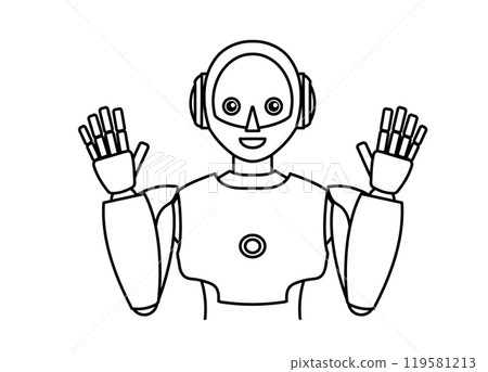 Illustration of a simple android robot (monochrome) 119581213