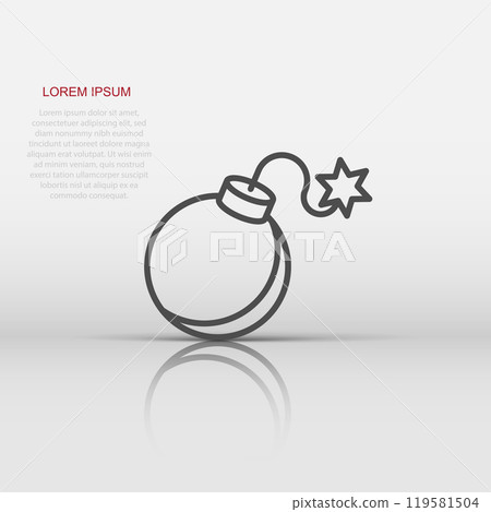 Bomb icon in flat style. Dynamite vector illustration on white isolated background. C4 tnt business concept. 119581504