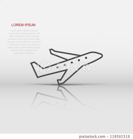 Plane icon in flat style. Airplane vector illustration on white isolated background. Flight airliner business concept. 119581518