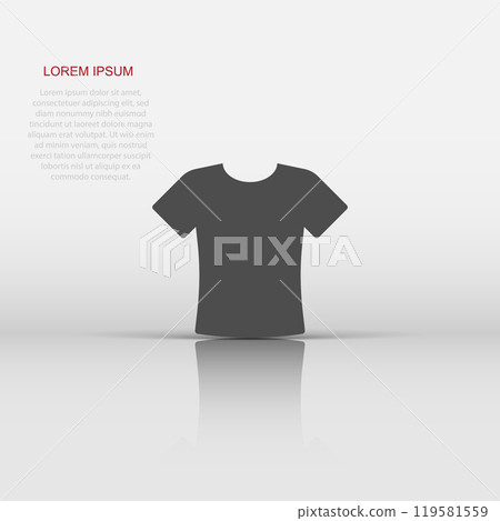 Tshirt icon in flat style. Casual clothes vector illustration on white isolated background. Polo wear business concept. Tshirt icon in flat style. Casual clothes vector illustration on white isolated background. Polo wear business concept. 119581559