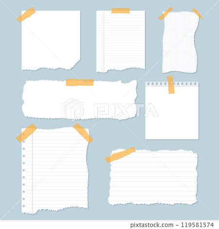 Paper sheet icon set in flat style. Note paper pieces vector illustration on isolated background. Sheets of note papers sign business concept. 119581574