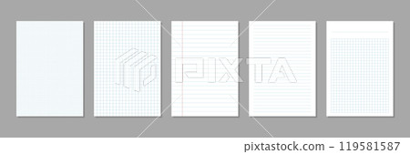 Paper page in flat style. Sheet with lines and grid vector illustration on isolated background. Blank document sign business concept. Paper page in flat style. Sheet with lines and grid vector illustration on isolated background. Blank document sign business concept. 119581587