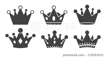 Princess crown icon set in flat style. Queen diadem vector illustration on isolated background. Luxury tiara sign business concept. Princess crown icon set in flat style. Queen diadem vector illustration on isolated background. Luxury tiara sign business concept. 119581633