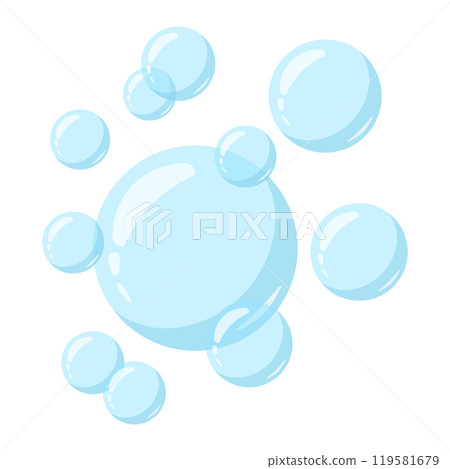 Bath foam icon in flat style. Shampoo bubbles vector illustration on isolated background. Soap bubbles sign business concept. 119581679