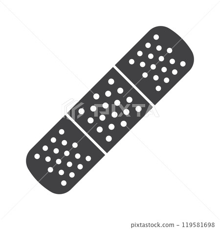 Adhesive medical plaster icon in flat style. Bandage vector illustration on isolated background. Medical sticker sign business concept. 119581698
