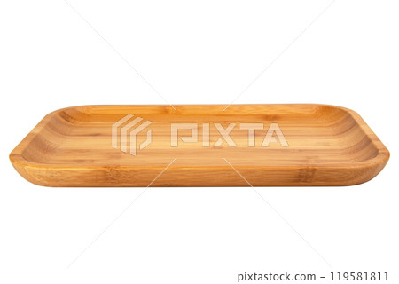 Craft wooden rectangular plate isolated on the white background Craft wooden rectangular plate isolated on the white background 119581811