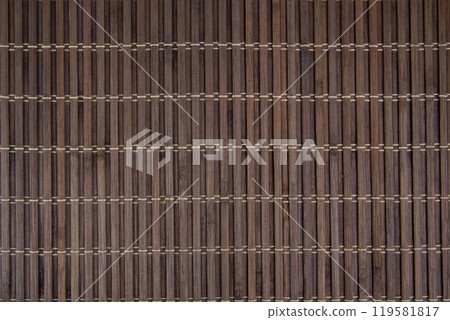 Dark old bamboo mat texture or background 119581817