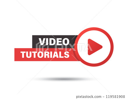 Play video tutorials icon in flat style. Education software vector illustration on isolated background. Webinar training sign business concept. Play video tutorials icon in flat style. Education software vector illustration on isolated background. Webinar training sign business concept. 119581908