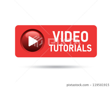 Play video tutorials icon in flat style. Education software vector illustration on isolated background. Webinar training sign business concept. Play video tutorials icon in flat style. Education software vector illustration on isolated background. Webinar training sign business concept. 119581915