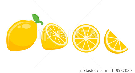 Lemon fruit icon in flat style. Organic fruits vector illustration on isolated background. Vitamin C food sign business concept. 119582080