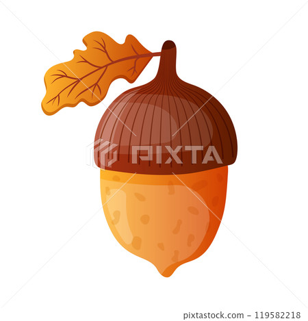 Acorn icon in flat style. Oak nut vector illustration on isolated background. Nature sign business concept. 119582218