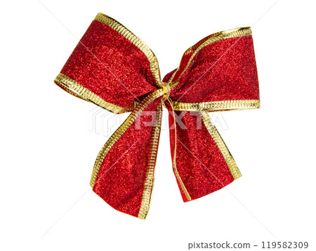 Red decorated gift bow isolated on the white background 119582309