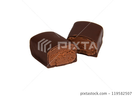 Chocolate glazed curd bar isolated on the white background 119582507