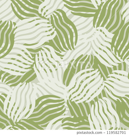 Seamless pattern of abstract organic shapes with wavy lines, arranged in a scattered, irregular formation. 119582701