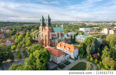 Aerial view of Ostrow Tumski in Poznan, Poland 119582733