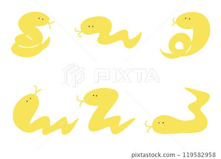 Hand-drawn illustrations of snakes in various poses New Year's materials 2025 Year of the Snake Hand-drawn illustrations of snakes in various poses New Year's materials 2025 Year of the Snake 119582958