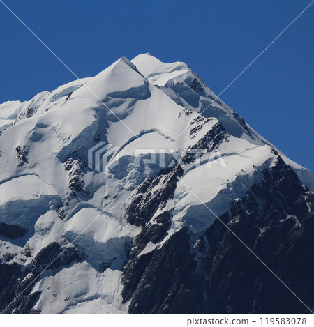 Glacier on the peak of Mt Cook, New Zealand. 119583078