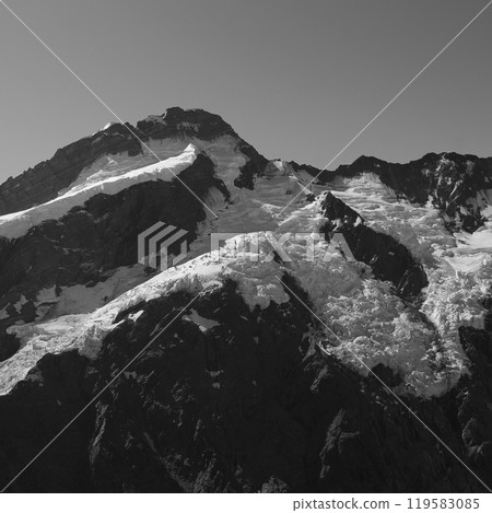 Monochrome image of Mount Sefton, New Zealand. Monochrome image of Mount Sefton, New Zealand. 119583085