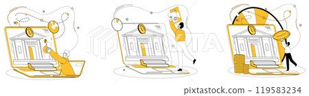 Online loan vector illustration. Business success sets sail on ship online loans, propelled by winds financial support Money becomes ally business growth through portal online loans and investments Online loan vector illustration. Business success sets sail on ship online loans, propelled by winds financial support Money becomes ally business growth through portal online loans and investments 119583234