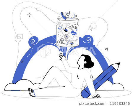 Business modeling vector illustration. Organizations, like phoenixes, rise from ashes past efforts through effective business modeling Brainstorming is storm brewing in teacup business 119583246