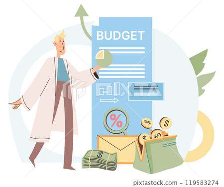 Budget planning, finance accounting. Calculation financial income and expenses. Taxpayer counting money, taxation. Fiscal police agent analyzing personal or corporate budget, person check tax burden Budget planning, finance accounting. Calculation financial income and expenses. Taxpayer counting money, taxation. Fiscal police agent analyzing personal or corporate budget, person check tax burden 119583274
