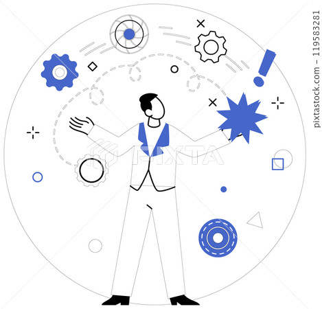 Business innovation vector illustration. Progress is navigator, steering ship business through uncharted waters The symphony success echoes in corridors intelligent business endeavors 119583281