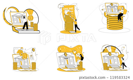 Online loan vector illustration. In economic ballet, online loans waltz gracefully, leading dance financial transactions Navigate online landscape with compass secure financial services and online Online loan vector illustration. In economic ballet, online loans waltz gracefully, leading dance financial transactions Navigate online landscape with compass secure financial services and online 119583324