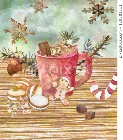 Christmas mug and gingerbread Christmas mug and gingerbread 119583511