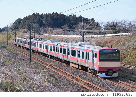 E531 series red electric train running on the Joban Line 119583653