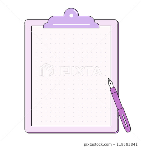 Illustration of a pen on a clipboard. A frame with copy space for text. Illustration of a pen on a clipboard. A frame with copy space for text. 119583841