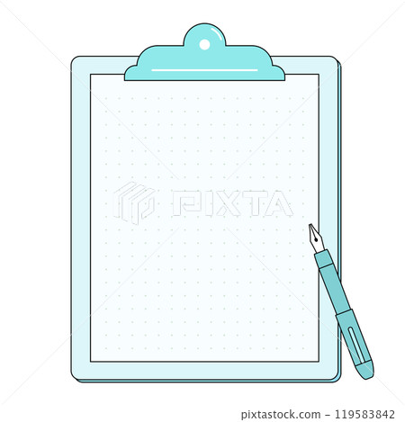 Illustration of a pen on a clipboard. A frame with copy space for text. Illustration of a pen on a clipboard. A frame with copy space for text. 119583842