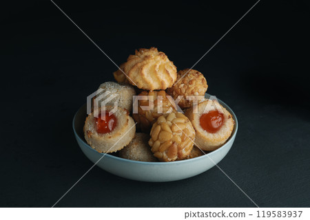 bowl with some panellets, typical of Catalonia bowl with some panellets, typical of Catalonia 119583937