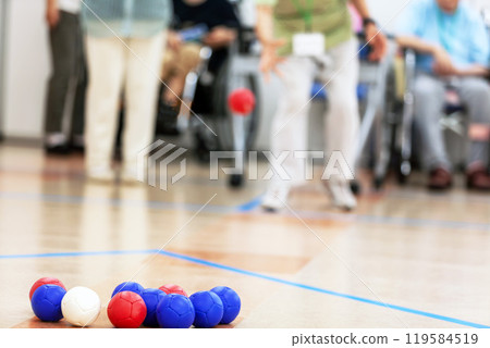 People enjoying the disabled sport of boccia People enjoying the disabled sport of boccia 119584519