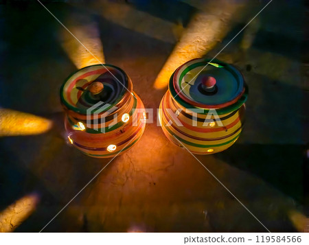 The Zhenzhi on the ground lit up with colourful lights 119584566