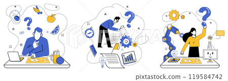 Service innovation vector illustration. Ideas are seeds sown in garden business, blooming into flowers success Planning is compass navigates ship innovation through uncharted water 119584742