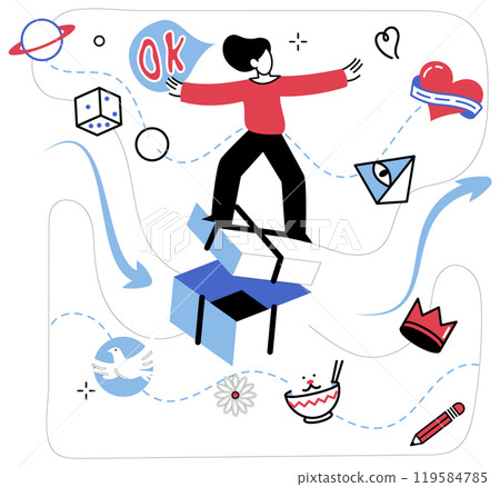 Thinking vector illustration. In realm creativity, brainstorming becomes heartbeat innovative thinking Reflective intelligence is silent guide in dance contemplation and discovery Imagination Thinking vector illustration. In realm creativity, brainstorming becomes heartbeat innovative thinking Reflective intelligence is silent guide in dance contemplation and discovery Imagination 119584785