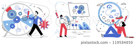 Logical analysis vector illustration. Practical solutions are fruits harvested from tree analytical thinking, nurtured by waters logical analysis The mind is puzzle, and logical analysis 119584850