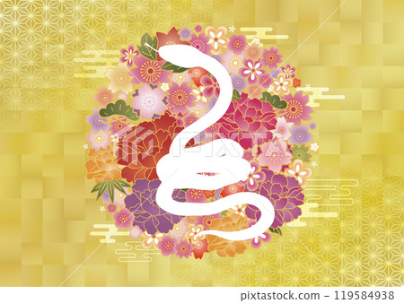 2025 年蛇年白蛇剪影日本圖案簡單的新年賀卡背景框架 2025 年蛇年白蛇剪影日本圖案簡單的新年賀卡背景框架 119584938