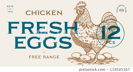 Chicken, hen with nest, eggs. Label, tag, chicken nest, eggs sketch ink pencil style drawing, engrave old school style. Sketch artwork silhouette chicken with nest, eggs. Vector Illustration Chicken, hen with nest, eggs. Label, tag, chicken nest, eggs sketch ink pencil style drawing, engrave old school style. Sketch artwork silhouette chicken with nest, eggs. Vector Illustration 119585167