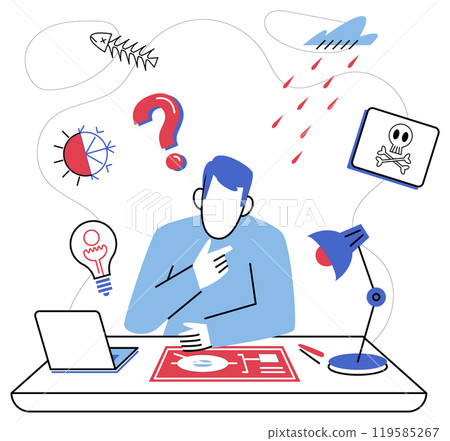 Thinking vector illustration. Imagination is butterfly, fluttering in meadow thoughtful contemplation and creative thinking Thoughtful analysis is maestro, conducting symphony information Thinking vector illustration. Imagination is butterfly, fluttering in meadow thoughtful contemplation and creative thinking Thoughtful analysis is maestro, conducting symphony information 119585267